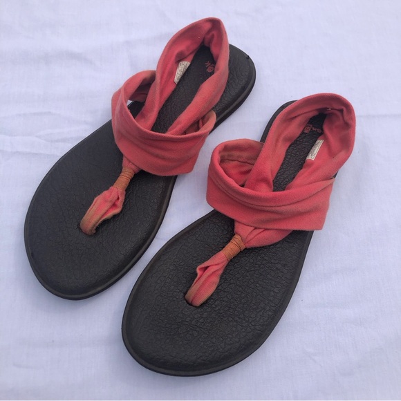 Sanuk Yoga Sling Sandals 11 women salmon pink slip on soft - Picture 3 of 7
